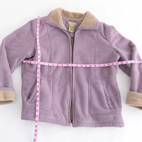 Vintage Cotton Ginny Lilac Faux  Sherpa Jacket Large - Picture 5 of 13